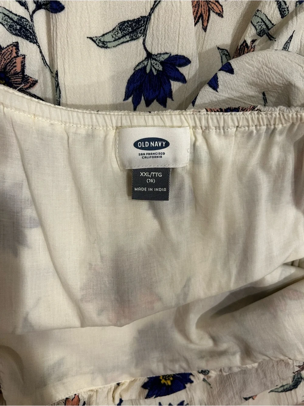 Old Navy Cream Floral Cold-Shoulder Sundress with Navy and Pink Flowers